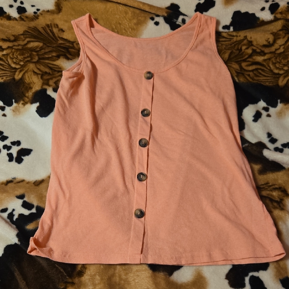 SHEIN Peach Button-Front Sleeveless Tank